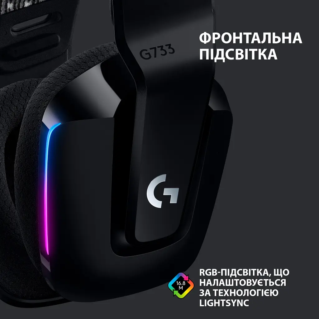 Навушники Logitech G733 Lightspeed Wireless RGB Gaming Headset Black (981-000864) - фото 4