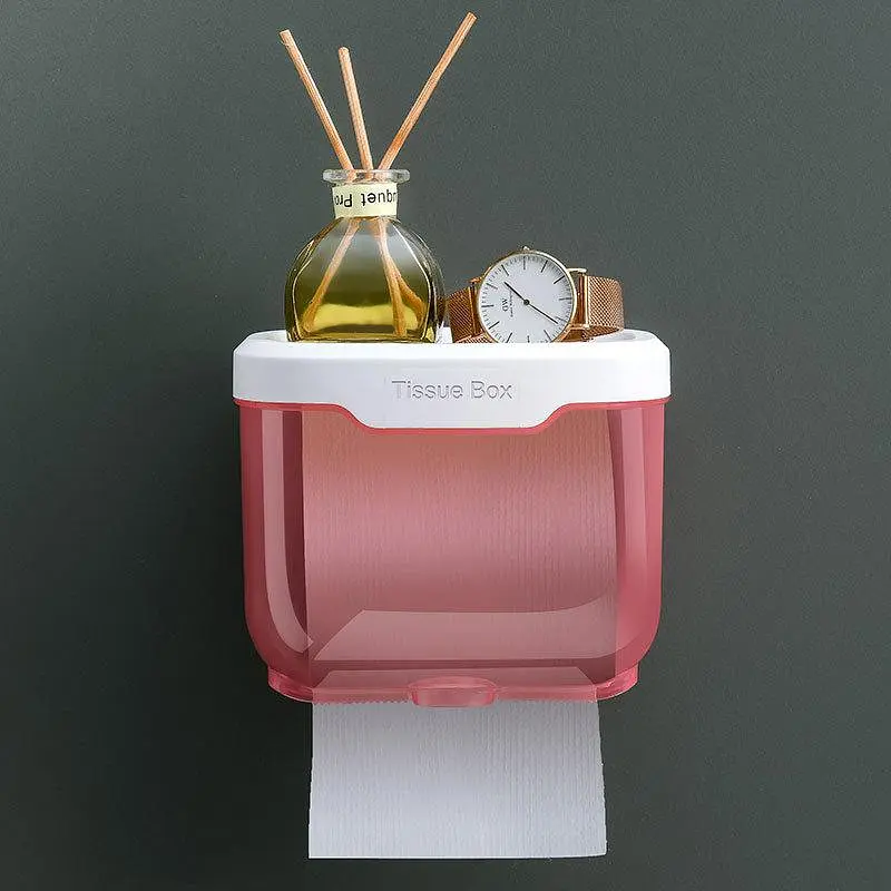Пластиковий водонепроникний бокс - тримач туалетного паперу та серветок Tissue Box з поличкою для ванної кімнати - фото 3