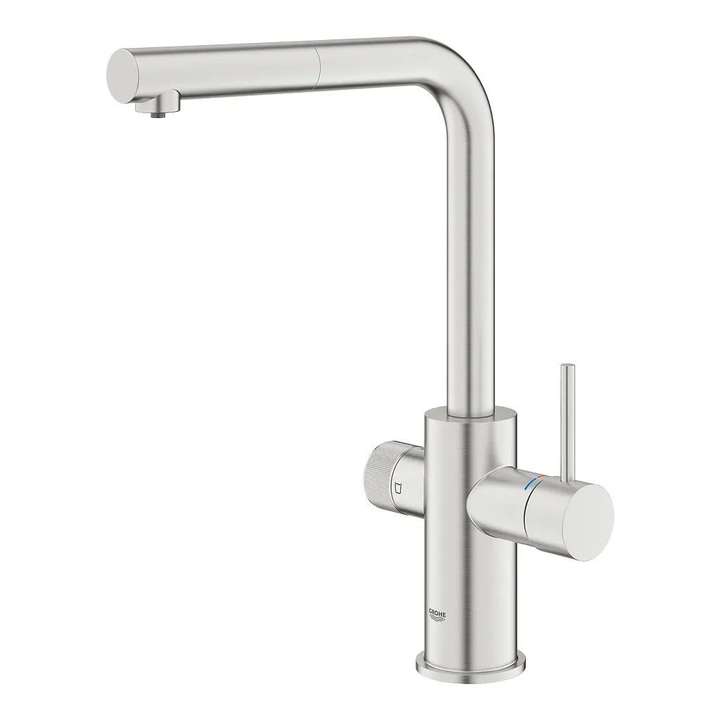 Змішувач для кухні з підключенням питної води з висувним виливом Grohe Blue Pure Minta 30601DC0 Нержавіюча сталь - фото 2