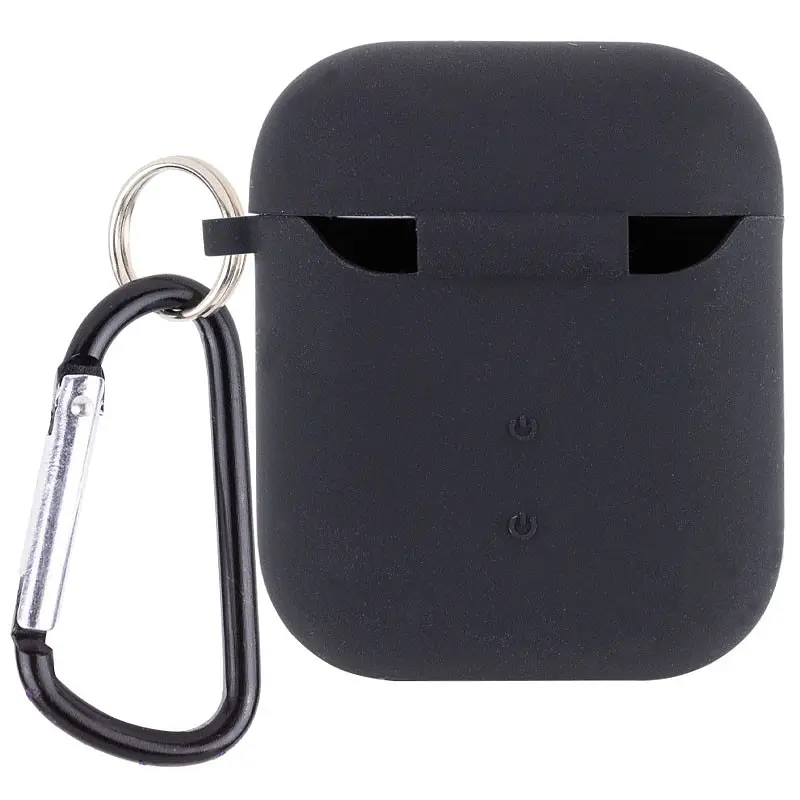 Силиконовый футляр с микрофиброй для наушников Airpods 1/2 Черный / Black - фото 2