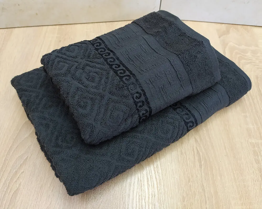 Набір турецьких махрових рушників 50х90+70х140 Gulcan Jacquard Cotton Lux Yeni Grek Antrasit - фото 3