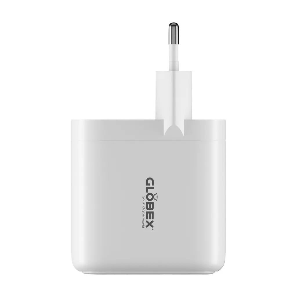 Зарядний пристрій Globex GaN 1xUSB + 1xUSB-C 65W FastPower white (GaN65WAC) - фото 2