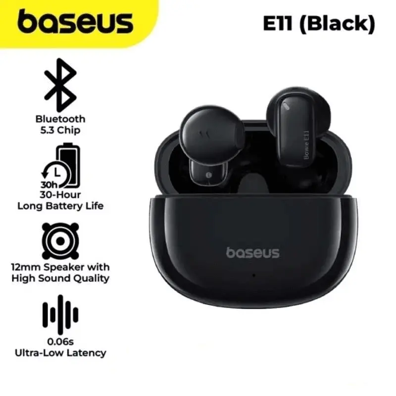 Бездротові навушники Baseus Bowie E11 True Wireless Earphones Cluster Black (A00053500113-Z1) - фото 3