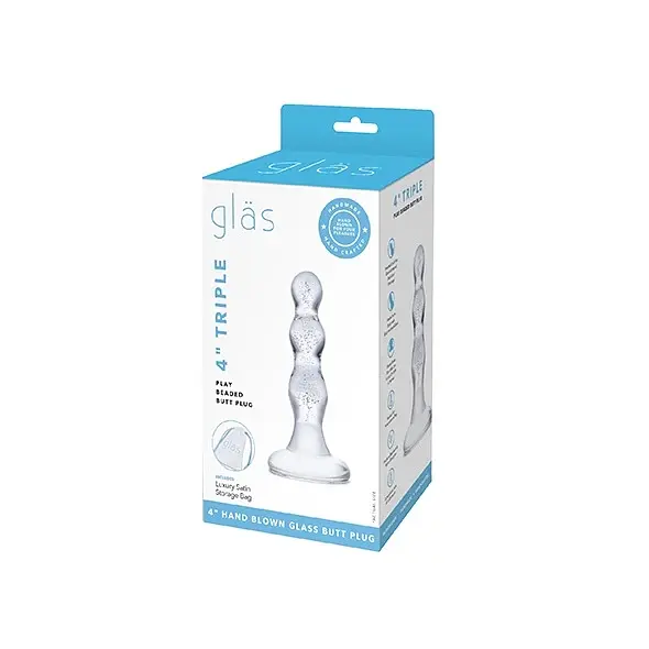 Скляні анальні намиста Glas Triple Play 10 см (прозорий) - фото 5