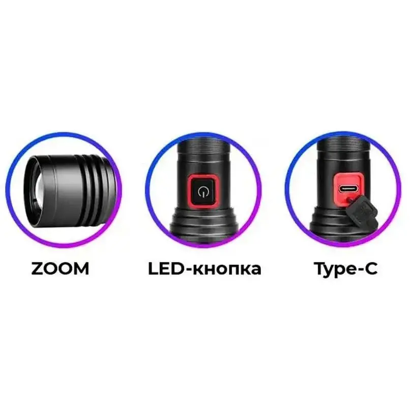 Ручной фонарь RB-288 аккумуляторный TG LED Type-C 18650 - фото 3