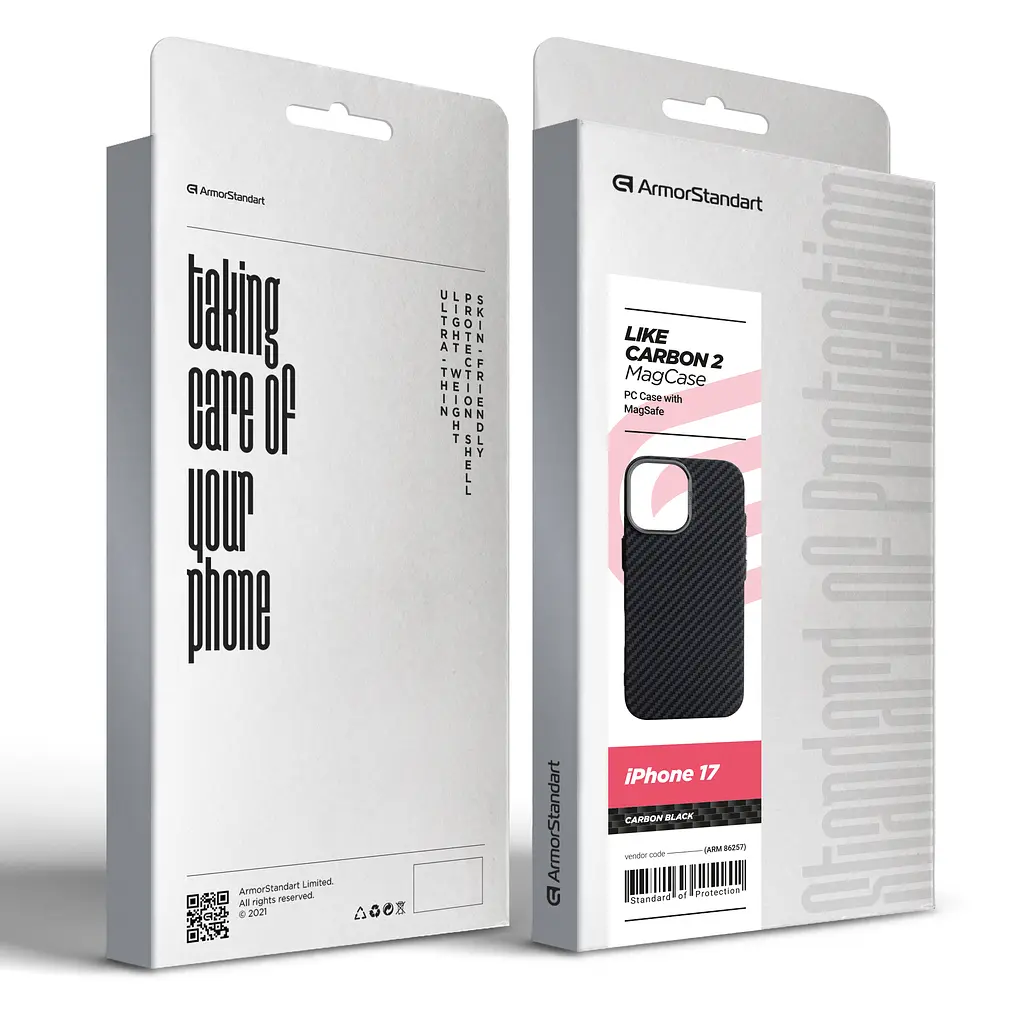 Карбоновый чехол для Apple iPhone 17, LikeCarbon2 MagCase, черный, тонкий защитный чехол-панель из поликарбоната с магнитами N52, MagSafe, противоударный, совместим с беспроводной зарядкой, приподнятые края для защиты камеры, ArmorStandart (ARM86257) - фото 8