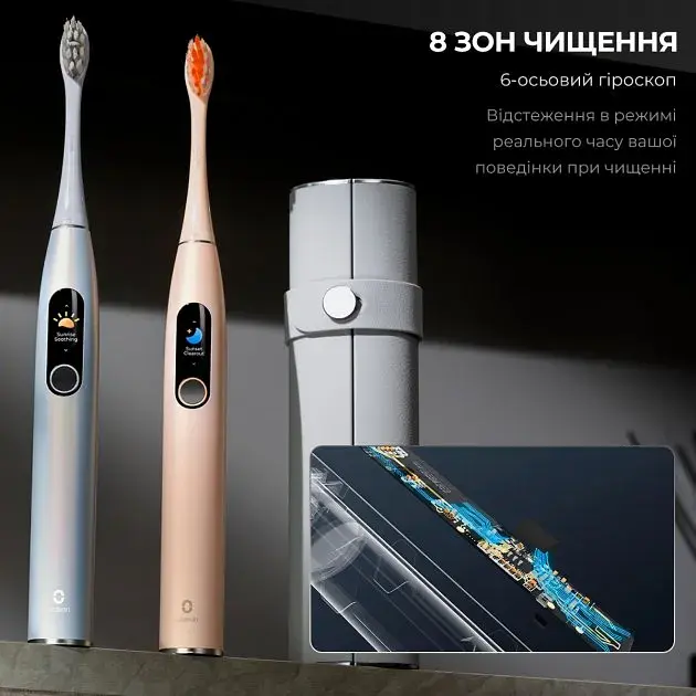 Електрична зубна щітка Oclean X Pro Digital Smart Sonic Toothbrush Champagne Gold [81248] - фото 8