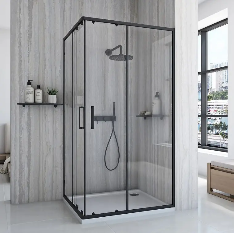 Душова кабіна Rea City 80x100 black REA-K6449, Чорний матовий, Універсальна, прозрачний, Чорний матовий - фото 2