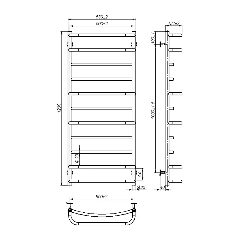 Рушникосушка водяна Onlyheat Thera 500/1200/11, Хром - фото 2