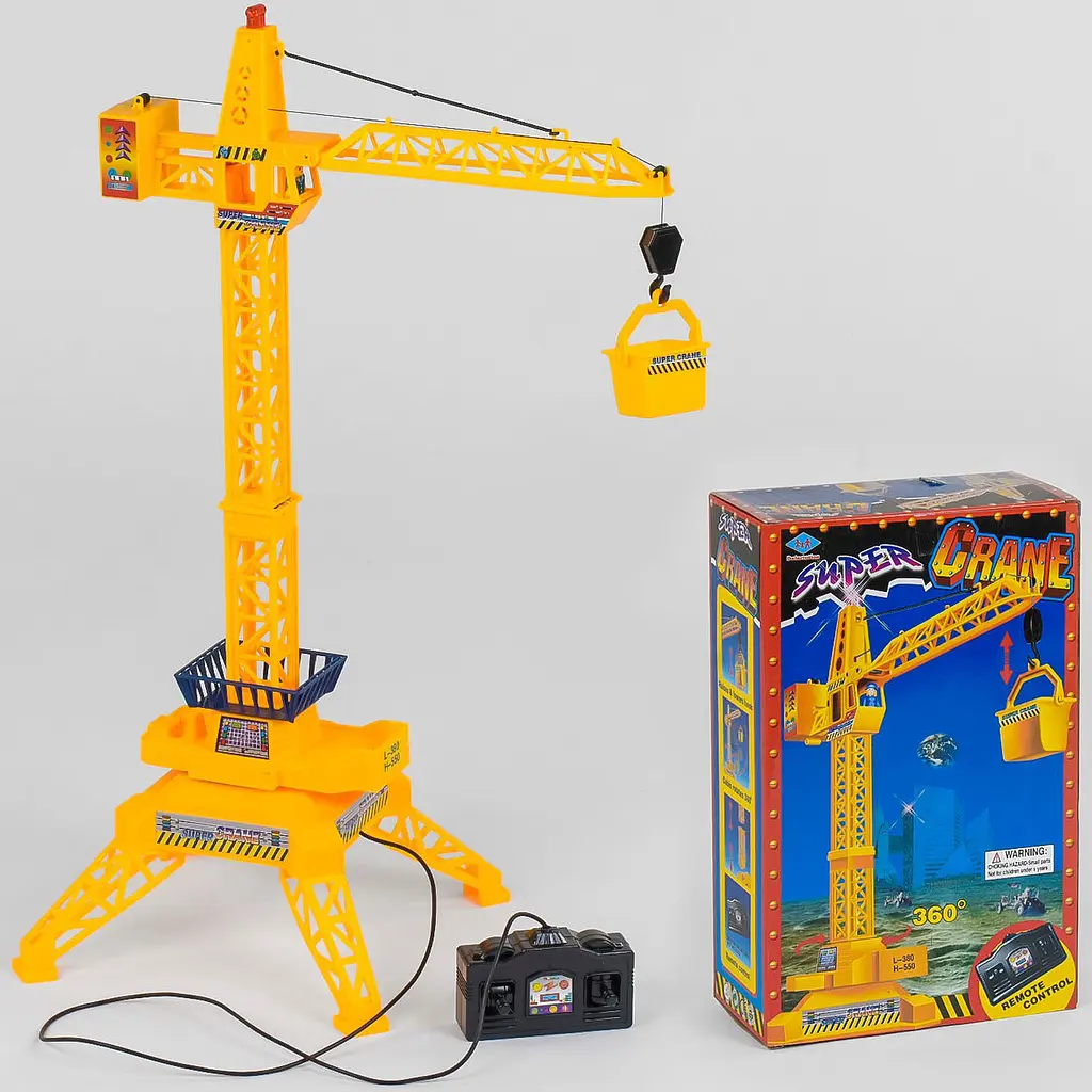 Дитячий баштовий будівельний кран Super Crane на дистанційному керуванні 63 см з обертанням навколо осі, місткістю для вантажу та підсвіткою - фото 5
