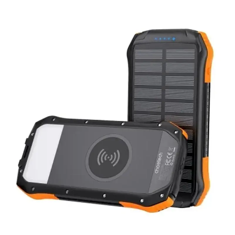 Батарея універсальна Choetech 10000mAh, 5V/2.1A, solar panel, Qi-5W, Black-Orange (B659-OR) - фото 3