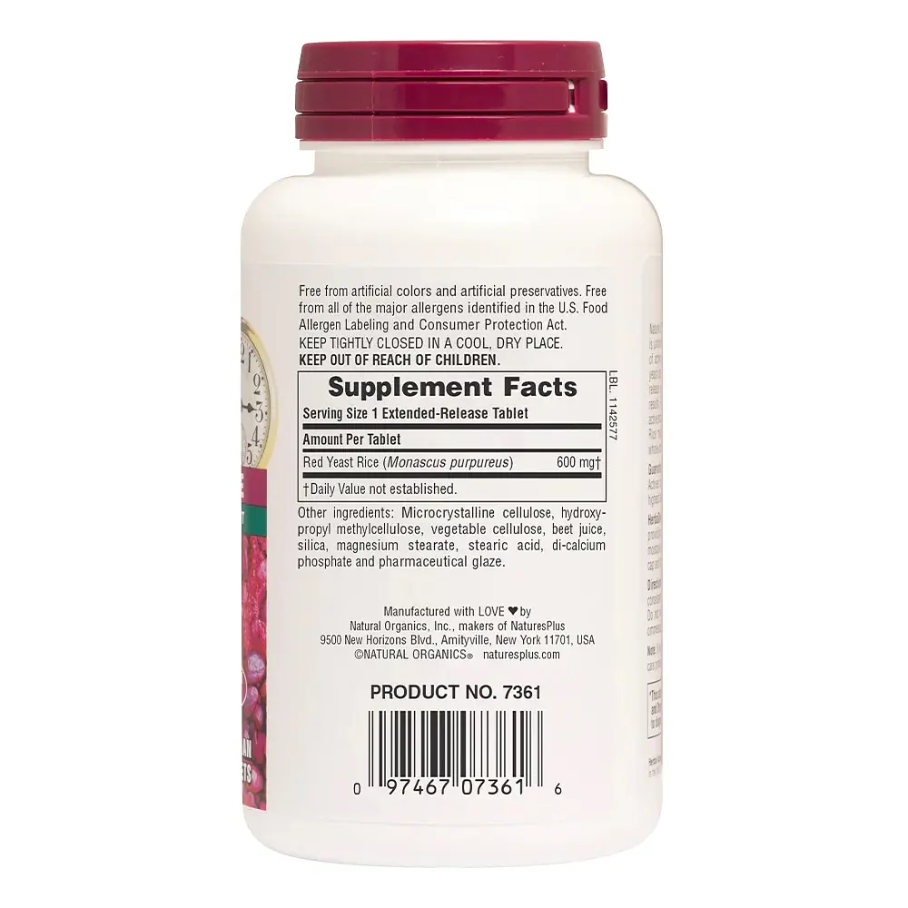 Натуральна добавка Natures Plus Herbal Actives Red Yeast Rice 600 mg, 60 таблеток - фото 2