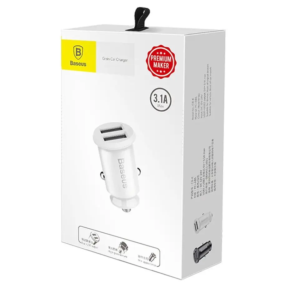 Автомобільний зарядний пристрій Baseus Grain Car Charger 3.1A White [CCALL-ML02] [73368] - фото 5