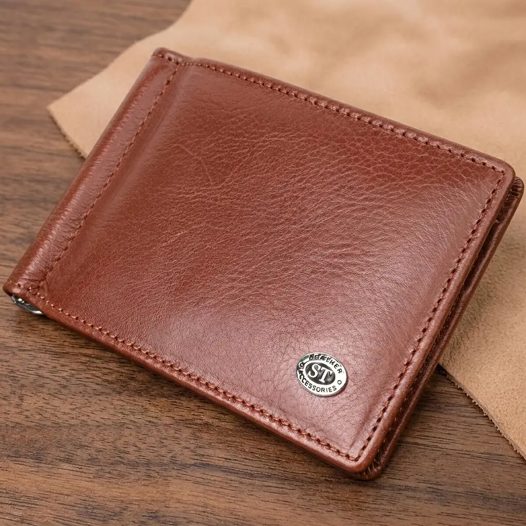 Зручний затискач для грошей із натуральної гладкої шкіри ST Leather 19427 коричневий - фото 11
