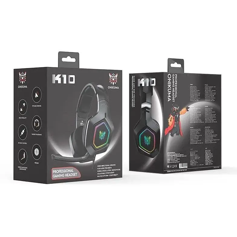 Наушники игровые Onikuma K10 Gaming with LED с подсветкой черные - фото 3