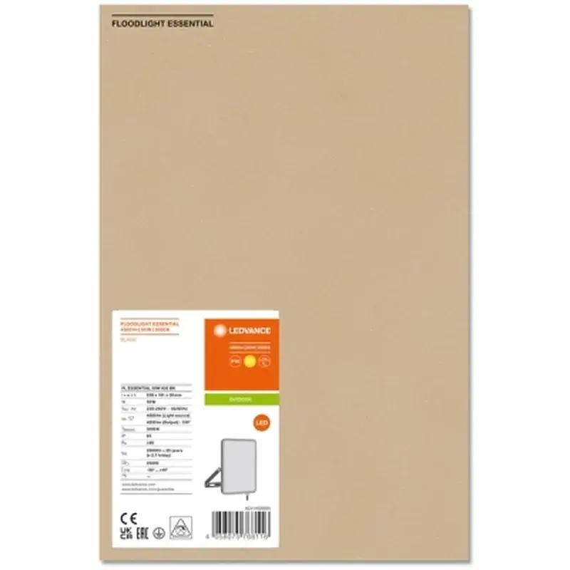 Прожектор LEDVANCE FL ESSENTIAL 50W 830 BK IP65 (4058075768116) - фото 6