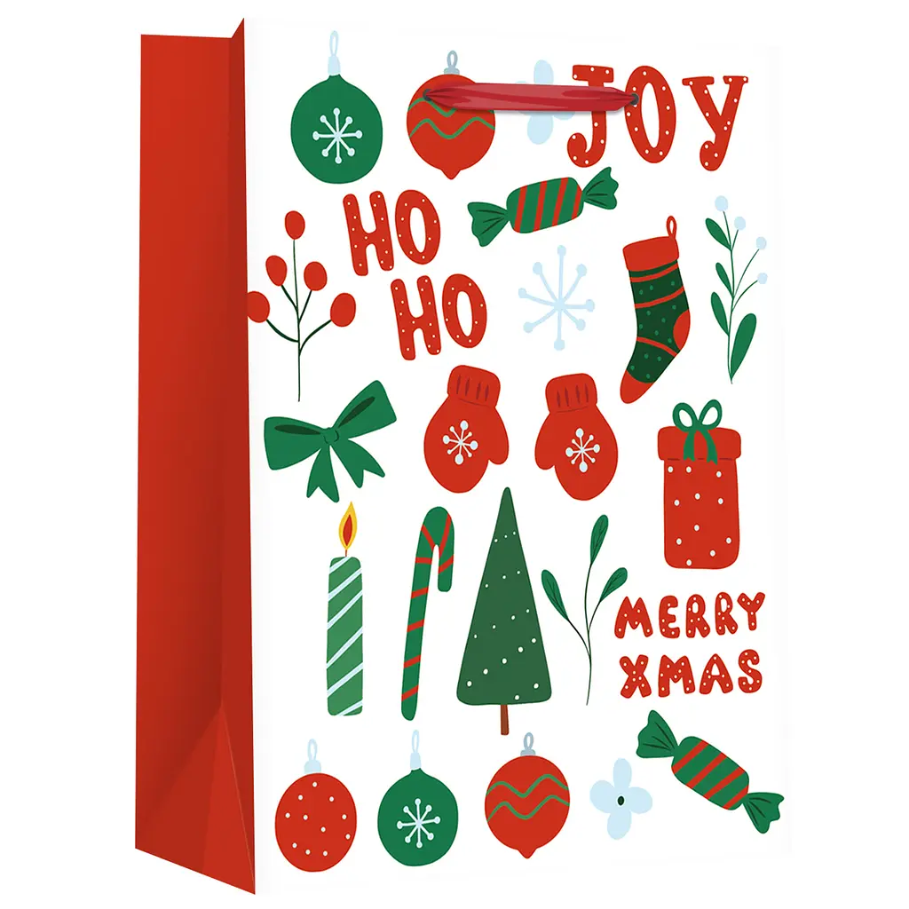 Набір пакетів паперових Malevaro Medium Xmas Ho ho дизайн 2, 17.8x9.8x22.9 см 2 шт. (762305ML-2) - фото 2