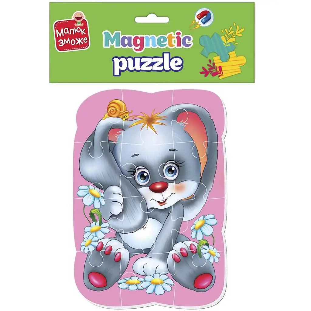 Пазлы на магните Vladi Toys Малюк зможе Зайчик А5 12 элементов (VT3301-03) - фото 2