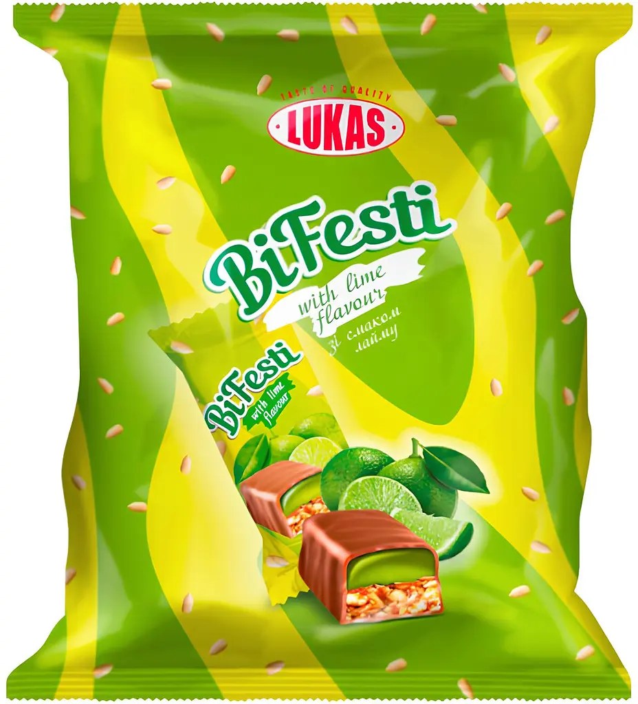 Конфеты Lukas BiFesti глазированные грильяжно-желейные со вкусом лайма 1 кг - фото 2