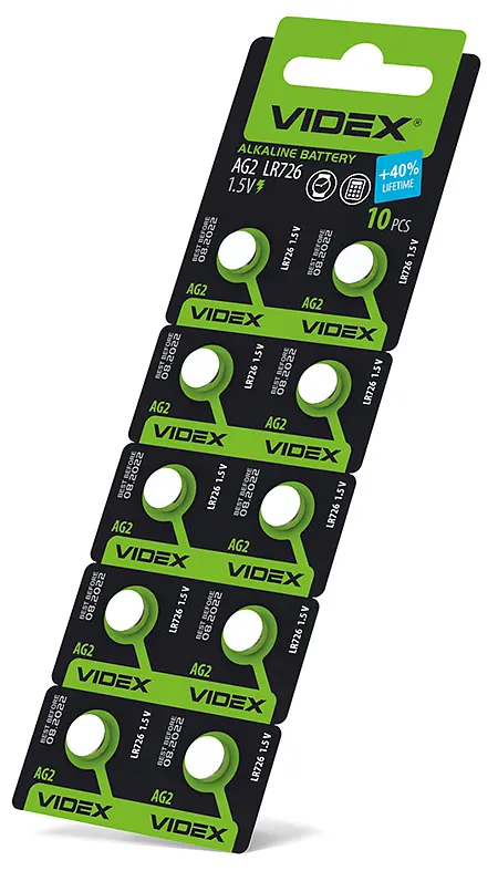 Батарейка годинникова Videx AG 2/LR726 BLISTER CARD 10 шт VIDEX (23422-000) - фото 2