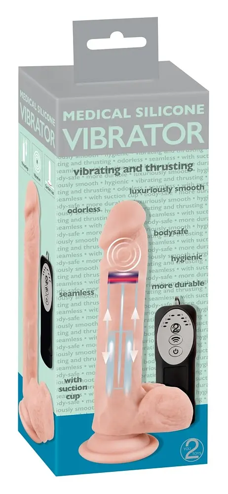 Вібратор Medical Silicone Thrusting, 21 см (тілесний) - фото 6