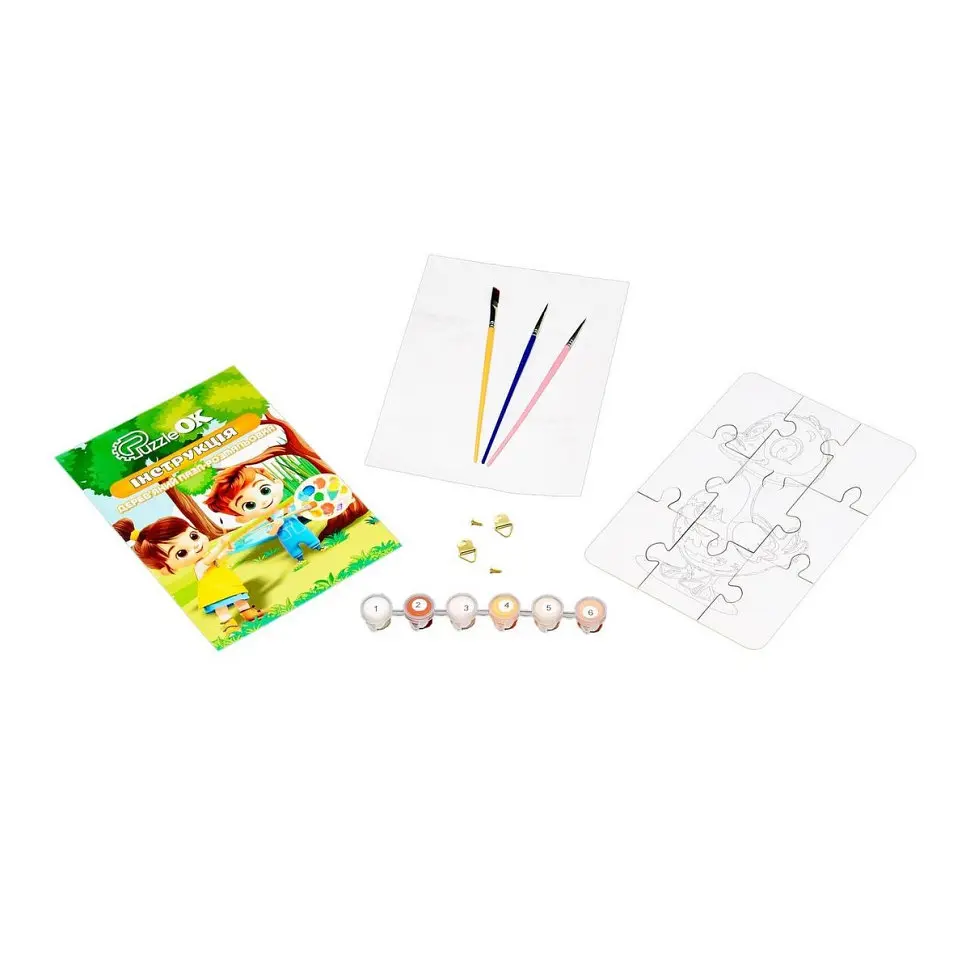 Деревянный пазл-раскраска А5 "Гусочка" PuzzleOK Puz-22937 кисточка, краски, клейкая пленка - фото 3