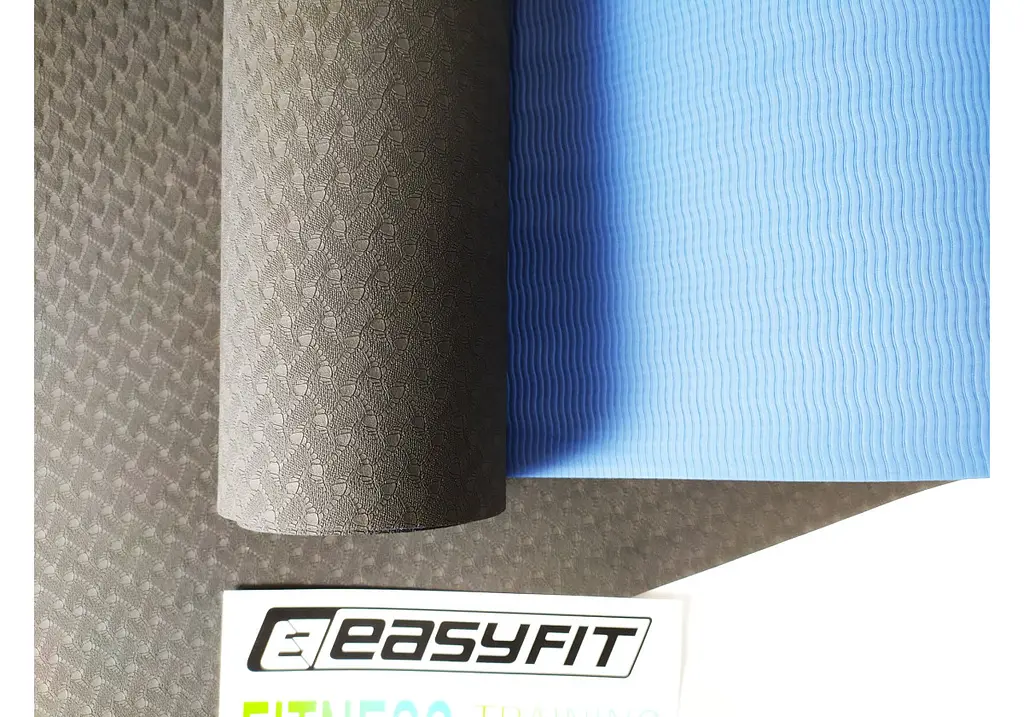 Килимок для йоги та фітнесу EasyFit TPE+TC 6 мм двошаровий + Чохол чорний із синім (EF-1924E-B/Bl) - фото 2