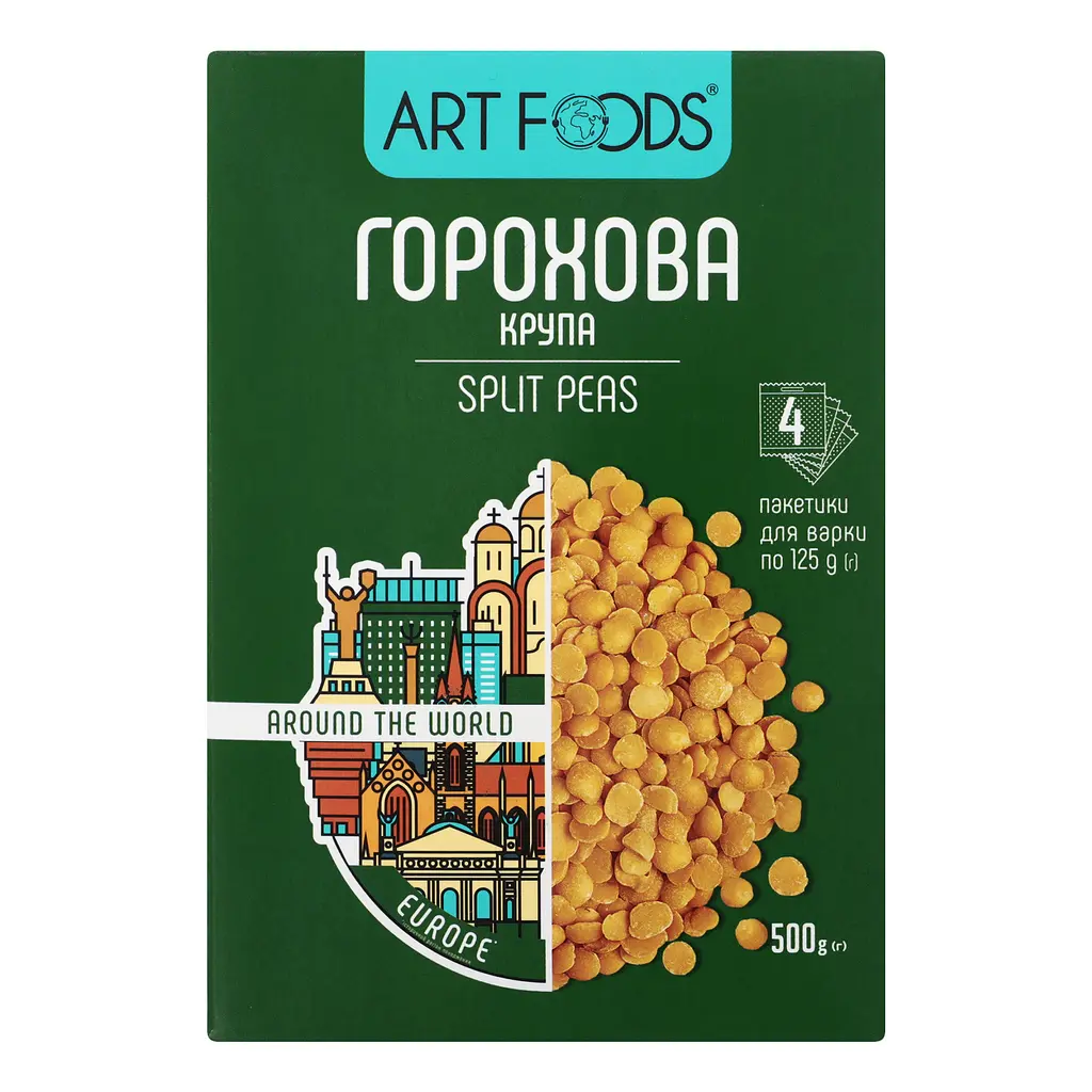 Горох Art Foods колотий, 500 г (4 упаковки по 125 г) (780647) - фото 2