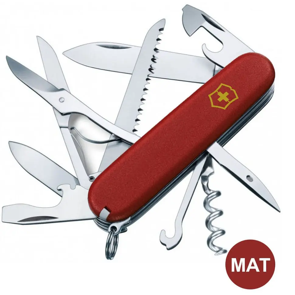 Ніж Victorinox Huntsman Mat 91мм 15функ черв.мат жовт.лого - фото 2