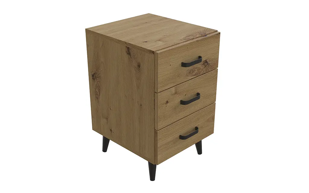 Тумба Вива 3 на конусных ножках Ferrum-decor 56,5x35x40 Черный металл ДСП Дуб Артизан 16 мм (FRD-106824) - фото 2