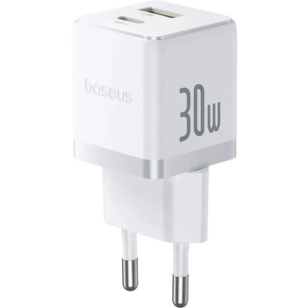 Мережевий зарядний пристрій Baseus Palm C+U 30W EU with USB-C to USB-C cable white (P1011160A213-01) - фото 2