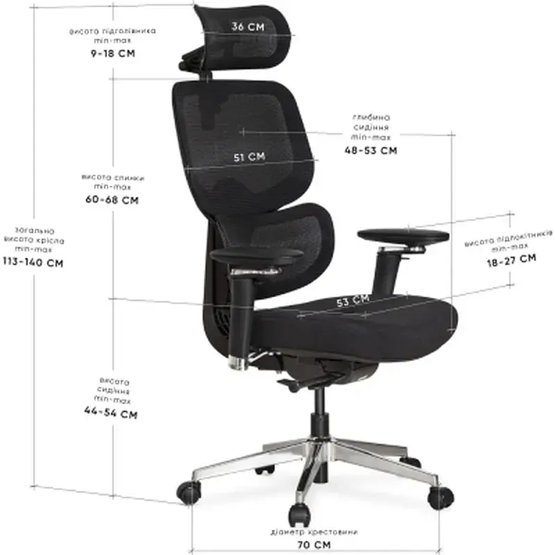 Офісне крісло Mealux D2 Air Fabric Black (HF-D2 F/B) - фото 10