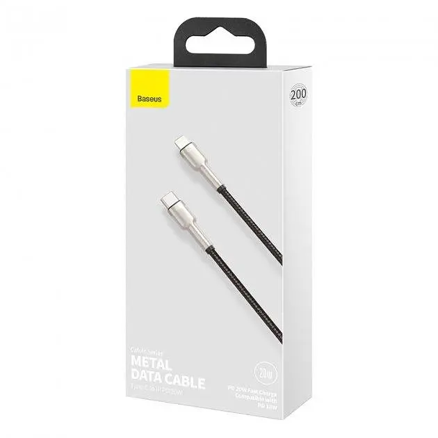 Кабель Baseus Cafule Metal Cable Type-C to Lightning PD 20W 2m CATLJK-B01 Black - фото 6