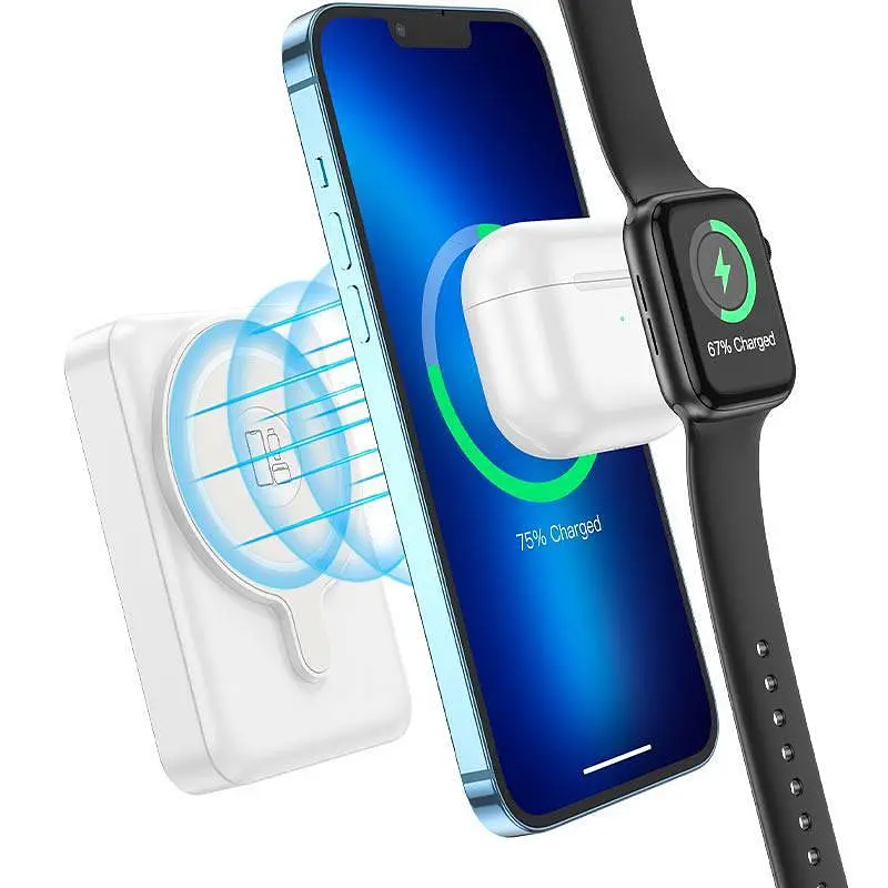 Внешний аккумулятор Hoco Q11 Expressar с беспроводной зарядкой Apple Watch и Magsafe - фото 2