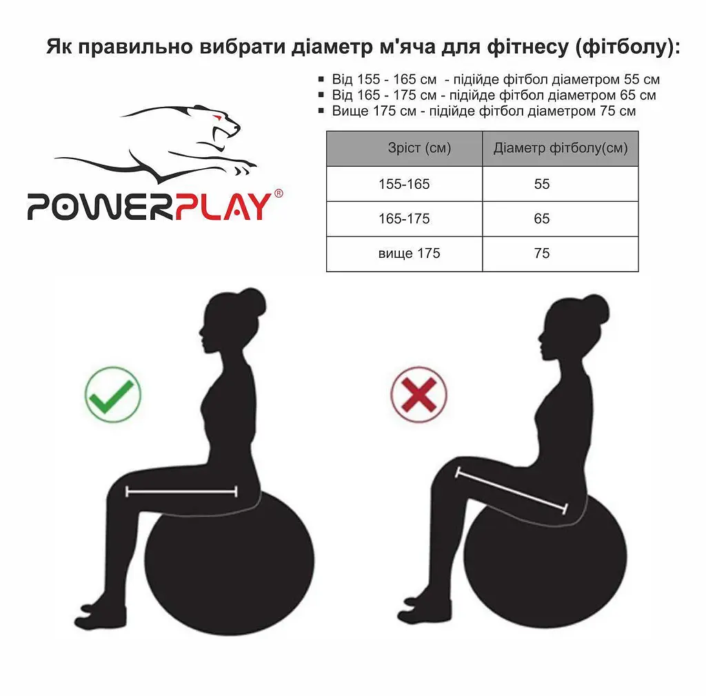 М'яч для фітнесу PowerPlay 75 см fit0008744 - фото 5