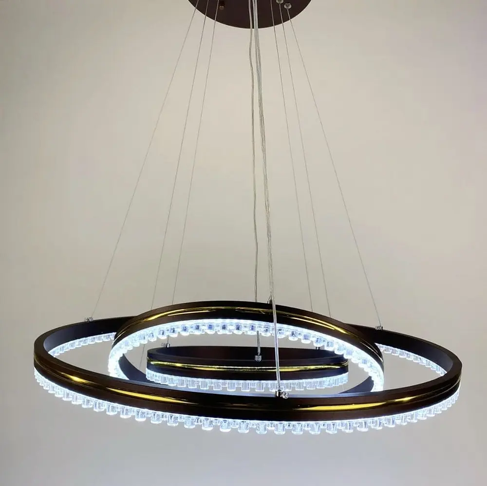 LED люстра цвета coffee на 3 кольца с золотистой полоской Line.F A 55060/3P CF+GD - фото 4