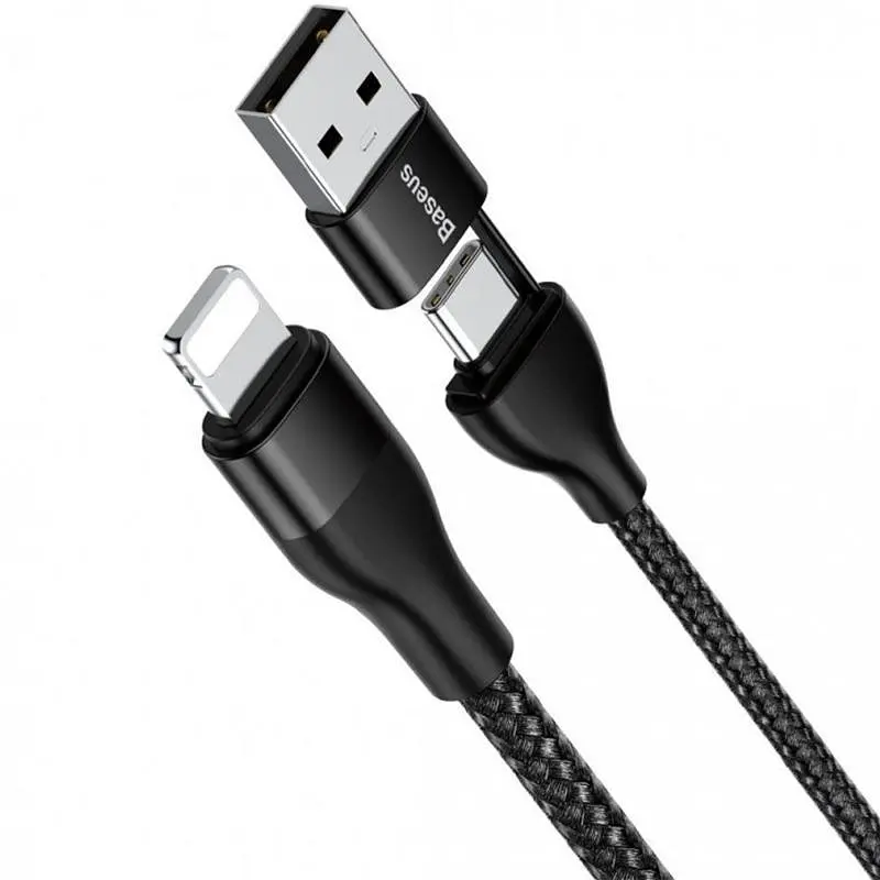 Кабель Baseus Dual Output Cable Type-C/USB to Lightning 18W 1m CATLYW-G01 Black - фото 2