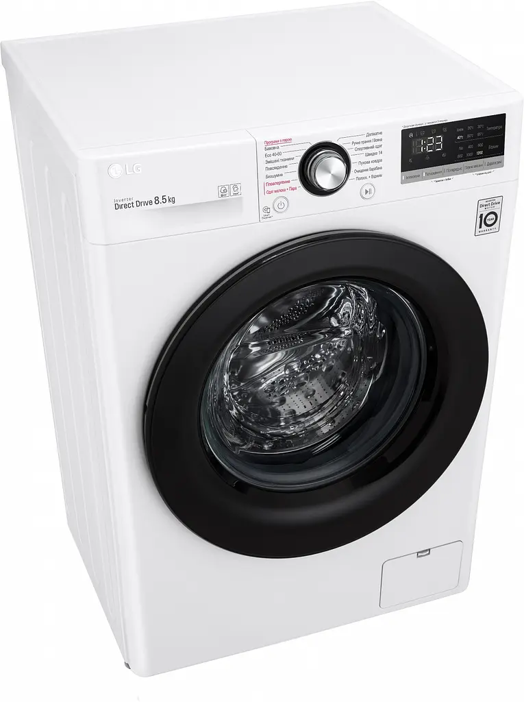 Пральна машина LG з фронтальним завантаженням F2V3GS6W, 8,5кг, 1200, A+++-30%, Пар, глибина 47см, Дисплей, Інвертор, Білий (F2V3GS6W) - фото 6