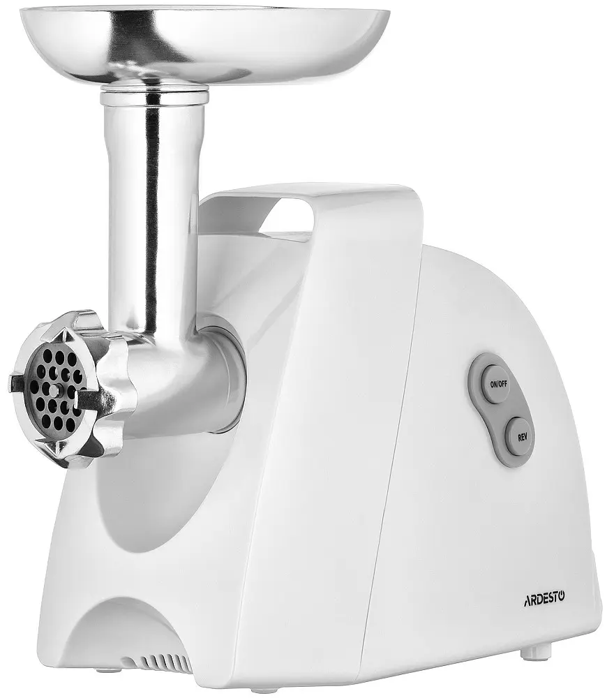 М'ясорубка Ardesto MGK-1900, White, 1900Вт, 1.8 кг/хв, 3 диски для помелу, насадка для домашніх ковбасок та кеббе, 4 насадки для терки та шатківниці, реверс - фото 3