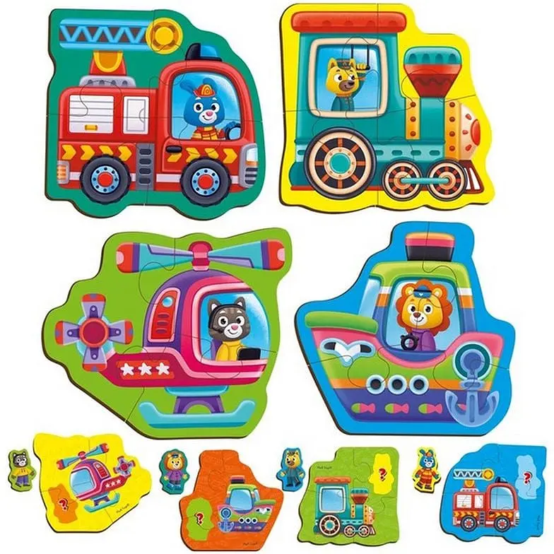 Детские развивающие картонные пазлы Vladi Toys Транспорт Животные с игрой (VT1722-28) - фото 2