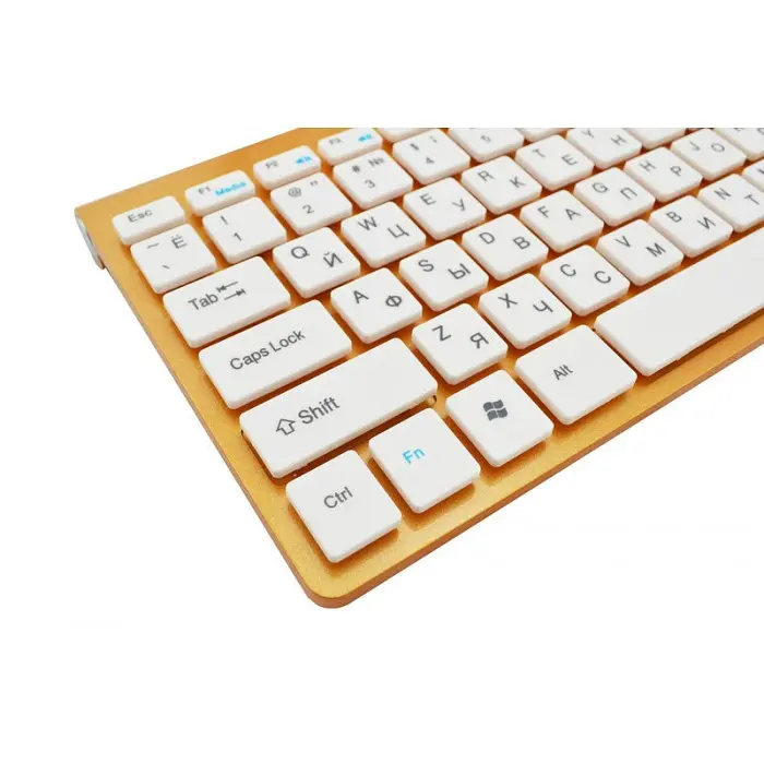 Бездротова російська клавіатура mini та миша keyboard 908 + приймач Золота - фото 6