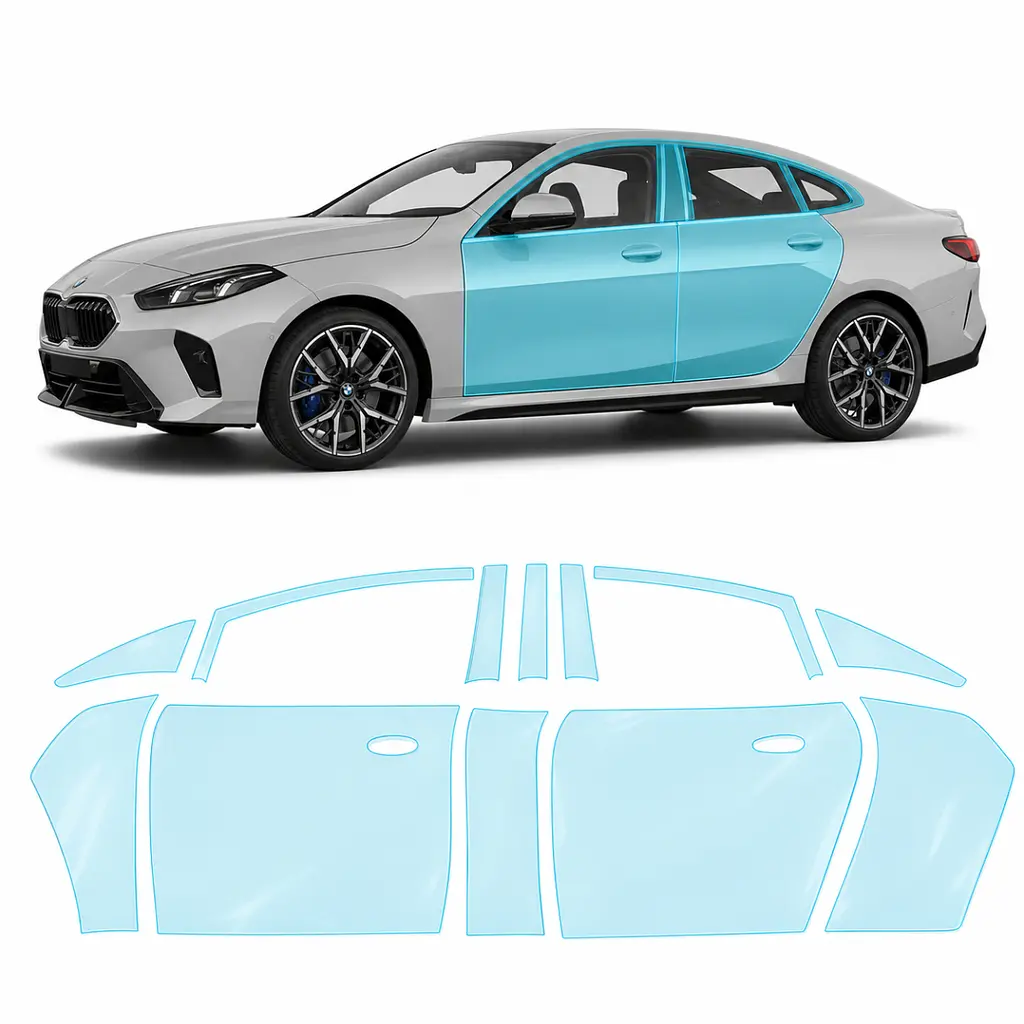 Антигравійна захисна бронеплівка за лекалами для BMW 2 Series Gran Coupe F74 2025- зони дверей і стійки вікон