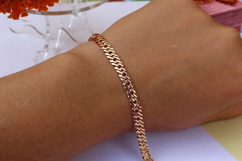 Браслет Xuping Jewelry ромб 23 см 5 мм золотистий - фото 2