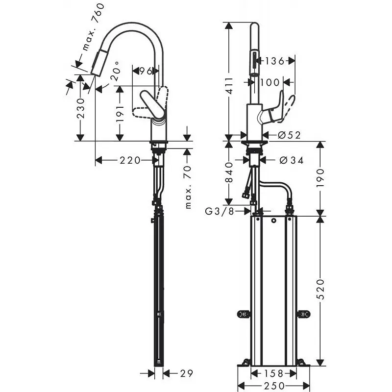 Змішувач для кухні Hansgrohe Focus M41 73880000 Хром - фото 2