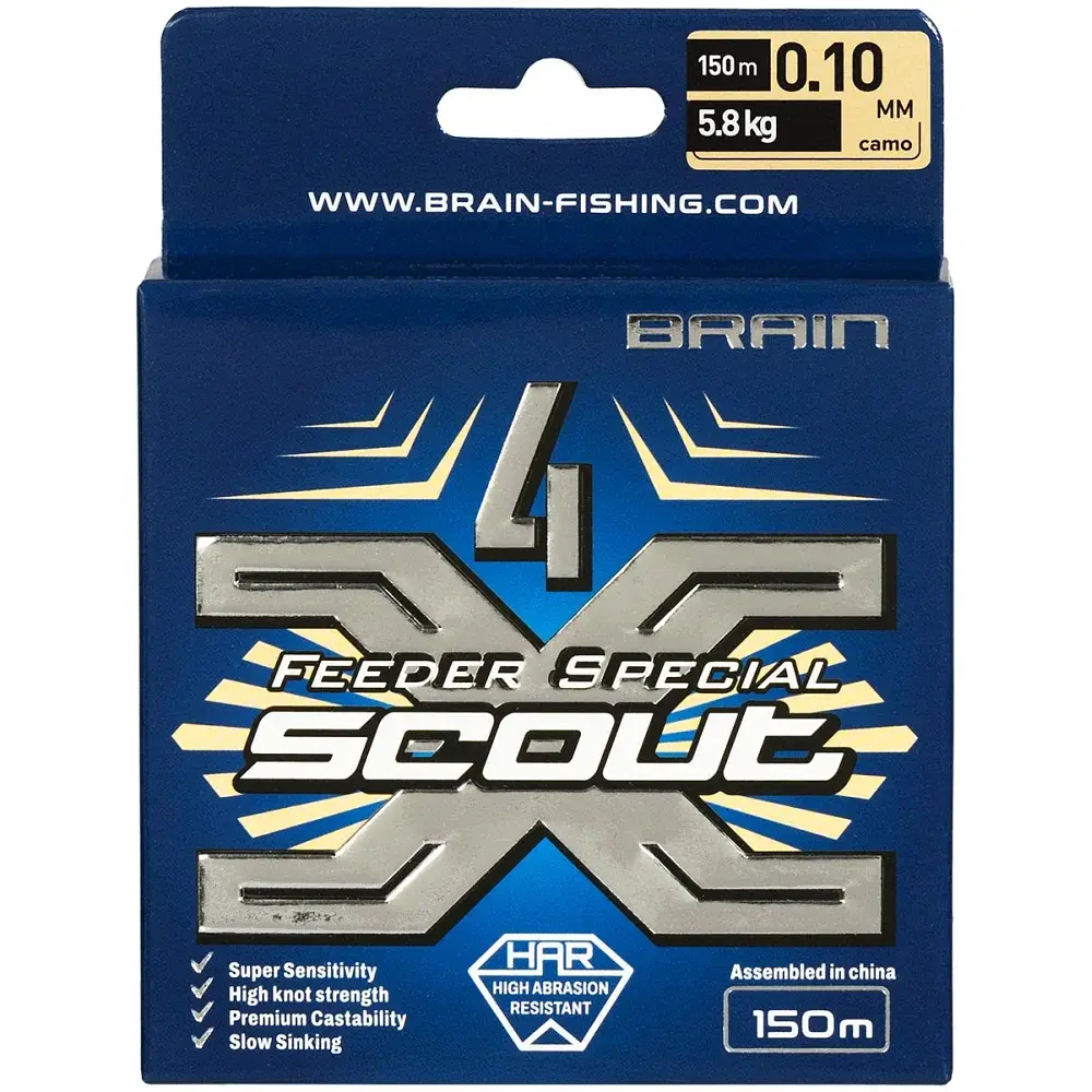 Шнур Brain Scout 4X 150 м (ca мo) 0.100 мм 5.8 кг - фото 2