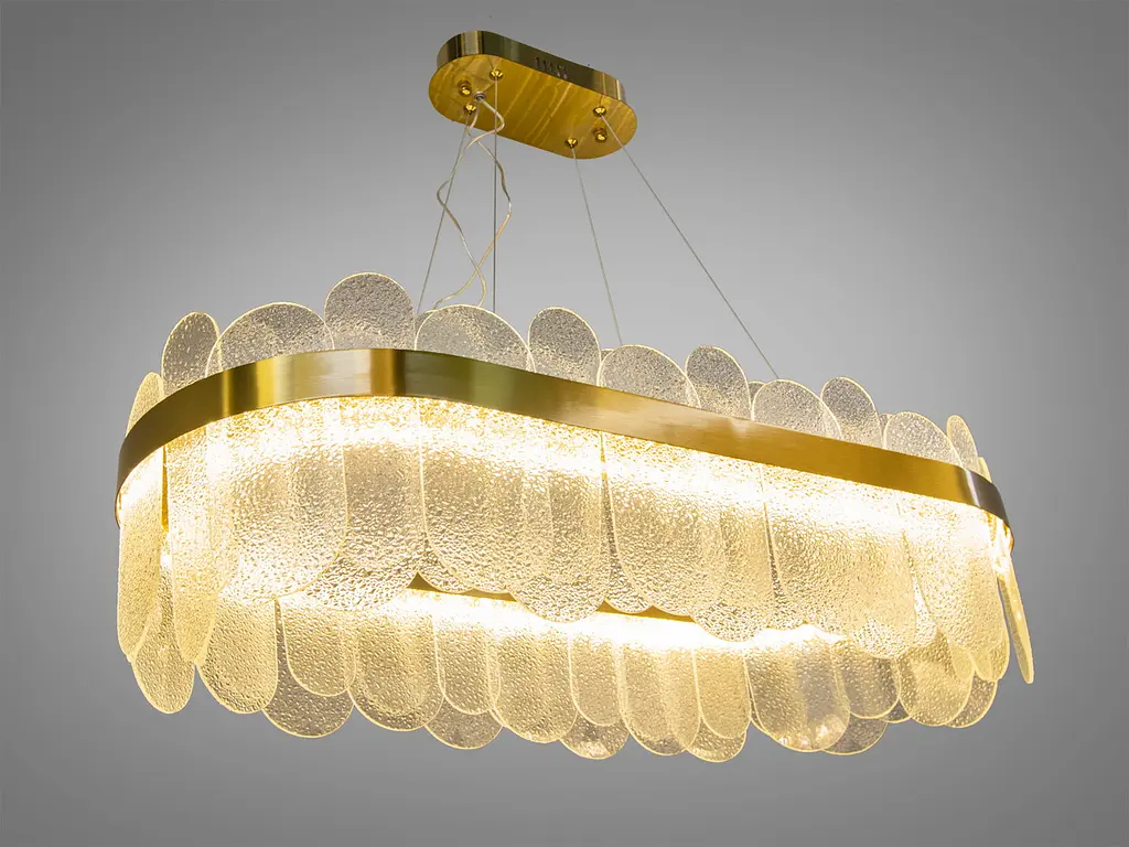 Підвісна овальна люстра Diasha 803-800x300SGD елегантна LED-модель у золотому кольорі з регульованою висотою - фото 2