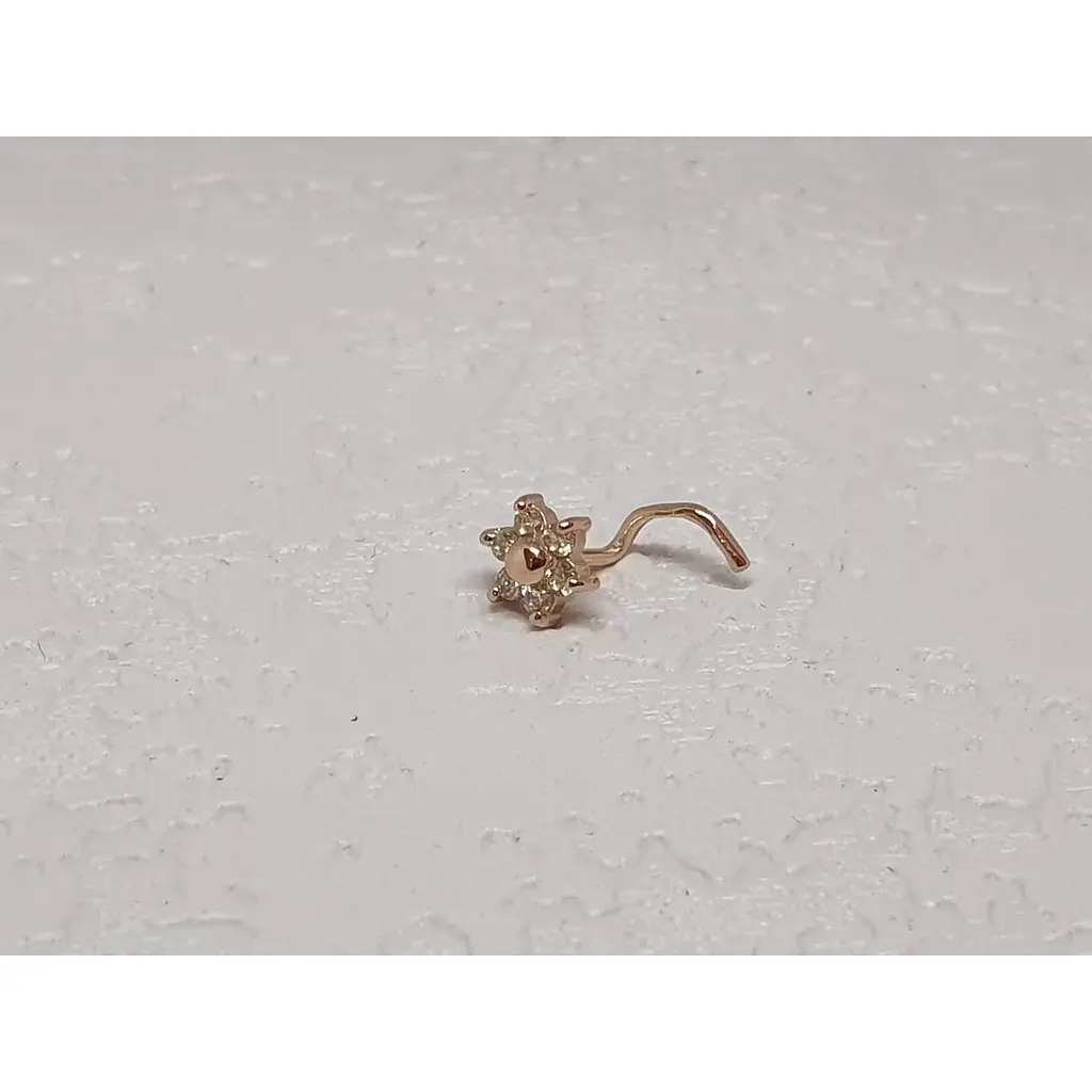 Золотая серьга-пирсинг в нос Dear с фианитами. 1040.8 - фото 3