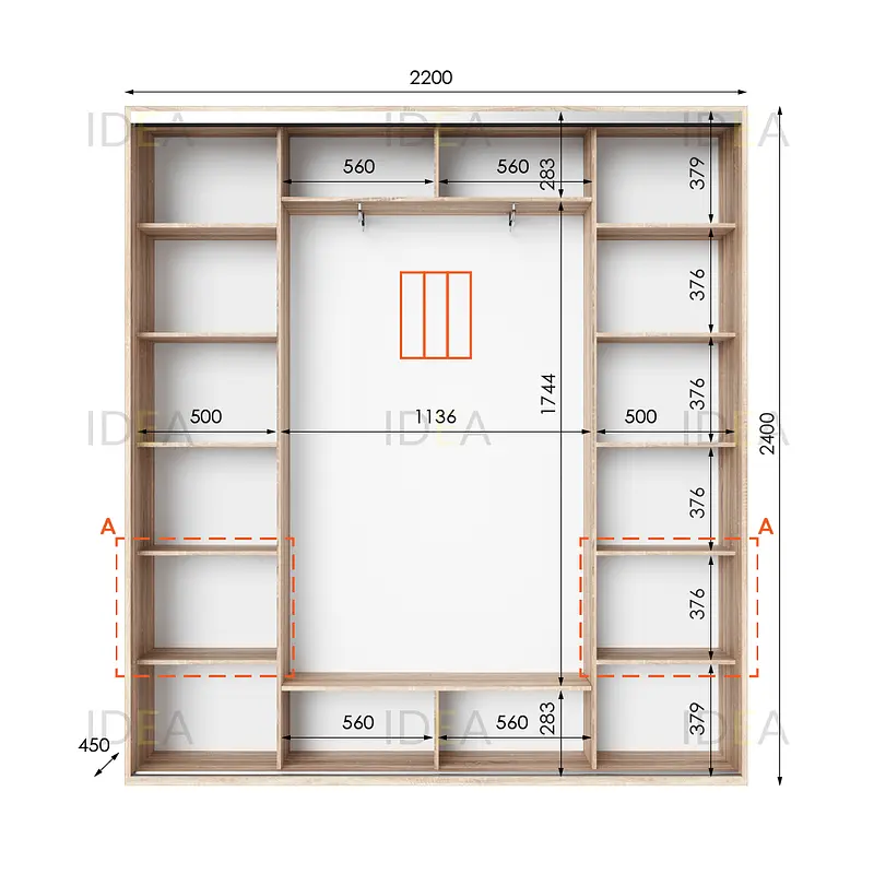 Шафа-купе Idea серія 4 220 x 45 x 240 см Дуб сонома Дзеркало - фото 2