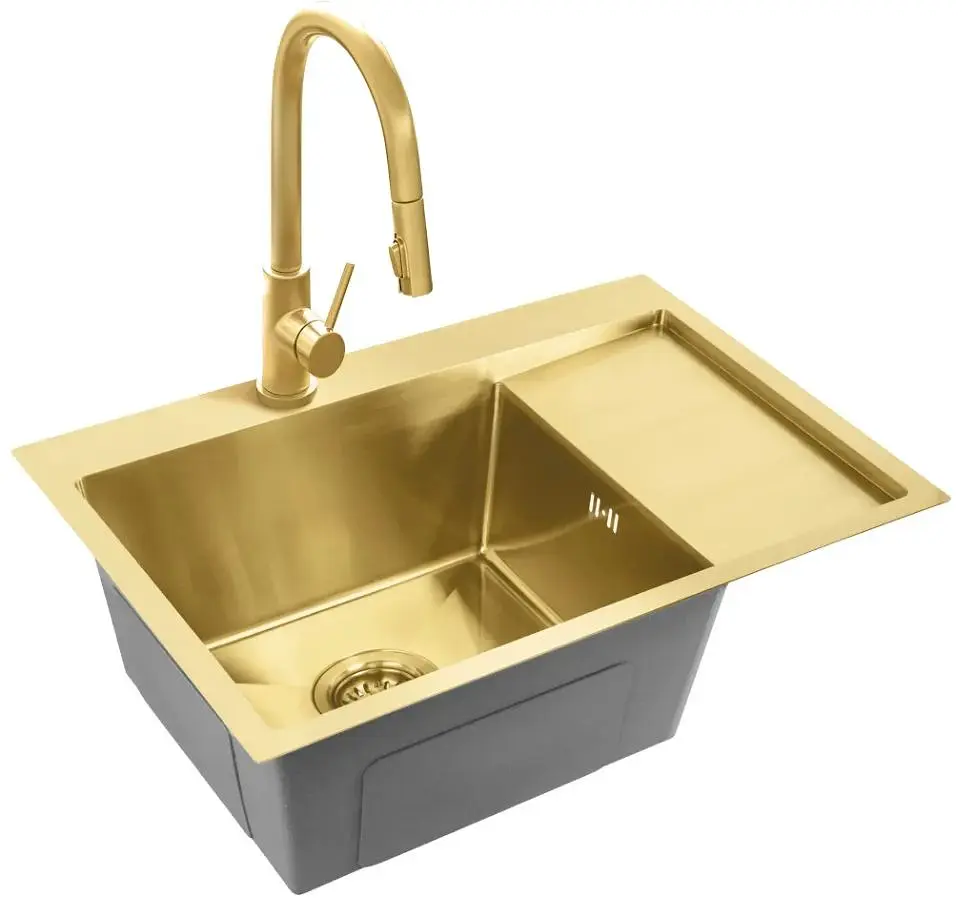 Кухонна мийка Rea Fin 620x480 мм brushed gold ZLE-06013 - фото 3