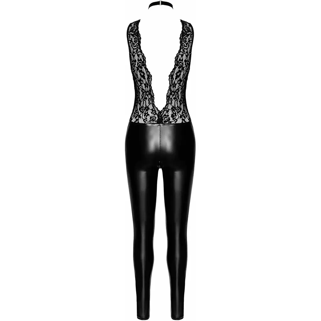 Комбінезон Noir Handmade F298 Libido Deep-V catsuit With collar and pearl chain - S - фото 5